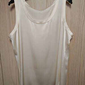 NWT Lafayette 148 Large Perla Luxe Reversible Silk Charmeuse Shell Tank Top XL